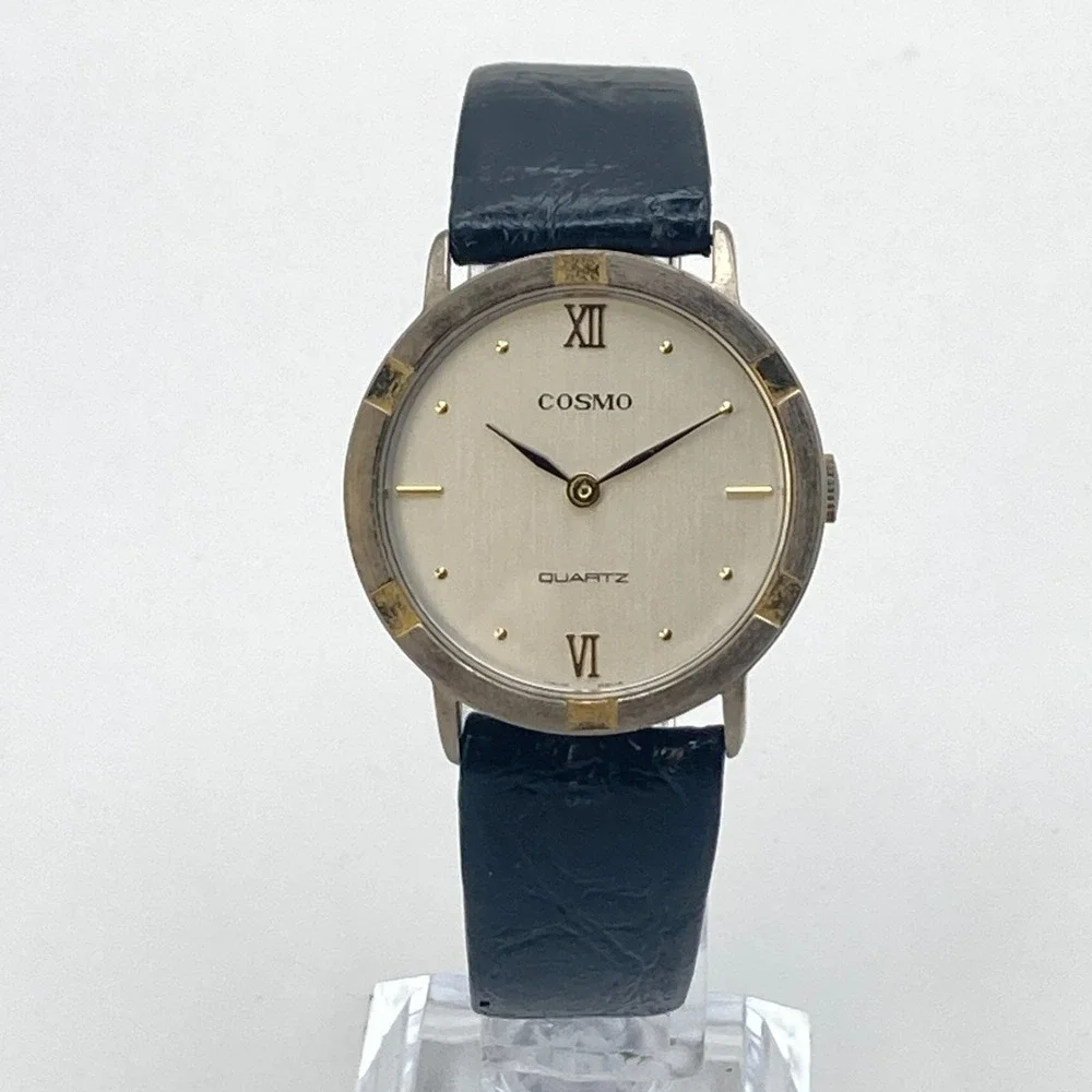 Vintage Cosmo Unisex Watch 33mm Gold Silver Tone Mens Womens New Battery 8.5
